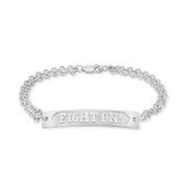 USC Trojans Sterling Silver Fight On Rectangular Bar Bracelet with Double Link Chain